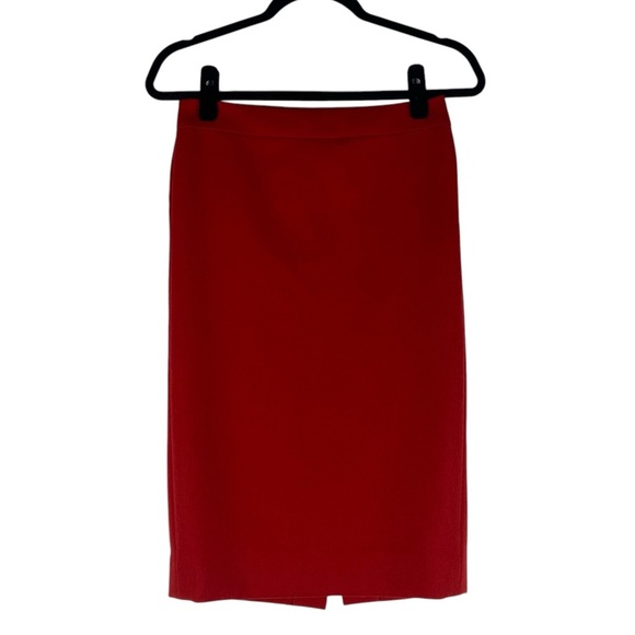 J Crew 100% Wool No. 2 Pencil Skirt 0T Tall Red 15248 - Picture 1 of 5